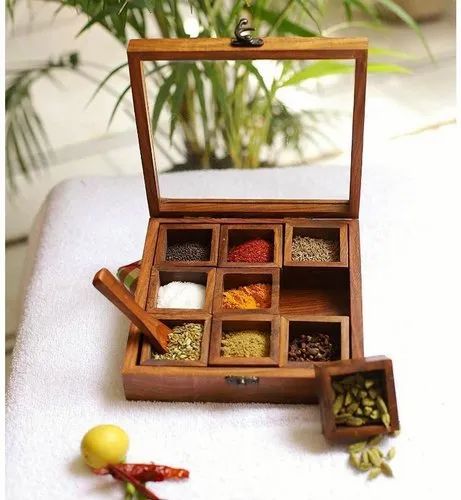 Multipurpose Wooden Box: Perfect for Spice, Jewelry, and Kitchen Storage. Enhance Your Dining Table with Dry Fruit, Chocolate, and Tea Serving. Ideal for Guests and Gifting!